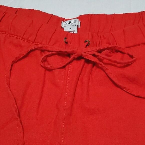 J. Crew Factory Red Pom Pom Pull On Linen Blend Shorts - Picture 3 of 8